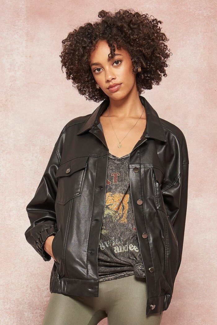 A faux leather jacket