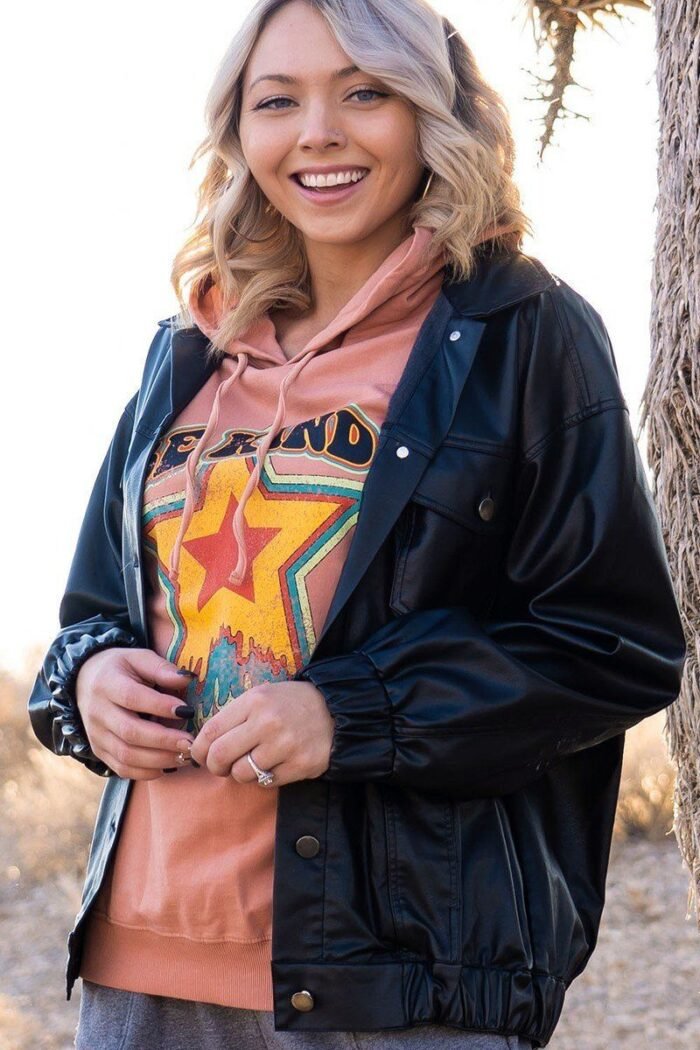 A faux leather jacket