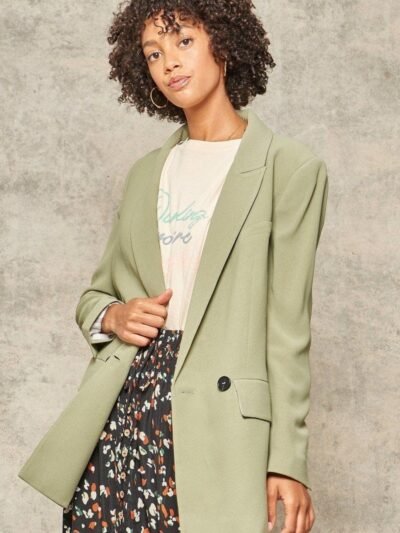A Solid Woven Blazer Jacket