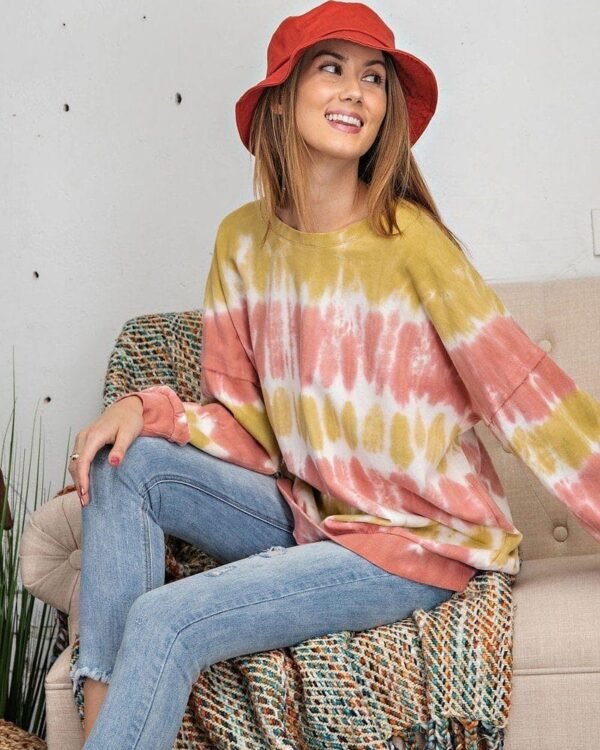 Ombre Dye Terry Knit Banded Bottom Pullover