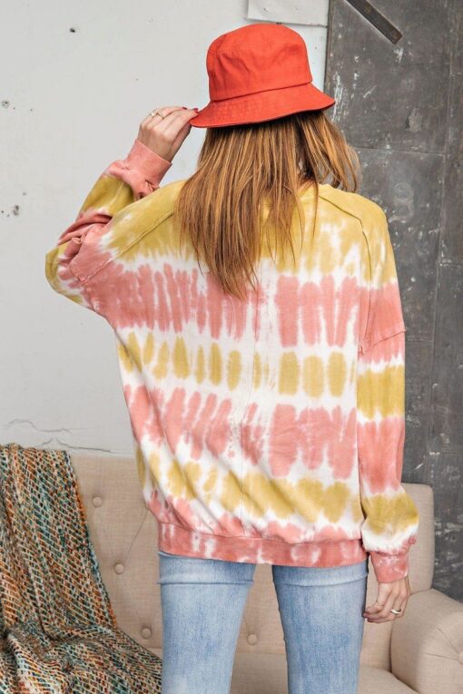 Ombre Dye Terry Knit Banded Bottom Pullover - Image 3