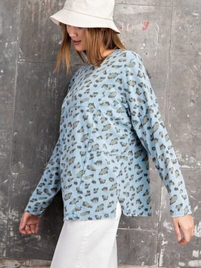 Leopard Printed Garment Dye Loose Fit Knit Top Leopard Printed Garment Dye Loose Fit Knit Top