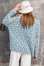 Leopard Printed Garment Dye Loose Fit Knit Top - Image 3