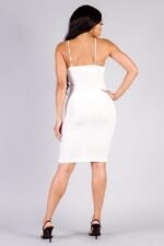 Sexy Spaghetti Strap Crossover Front Velvet Bodycon Dress - Image 4