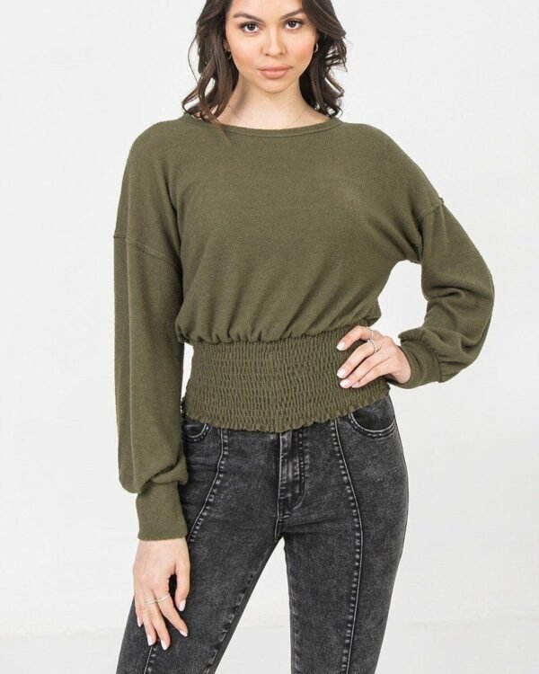 A Knit Top Featuring Wide Neckline