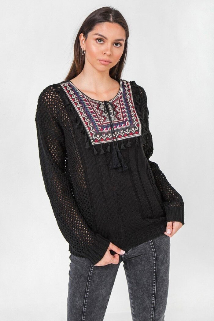 Waffle knit sweater