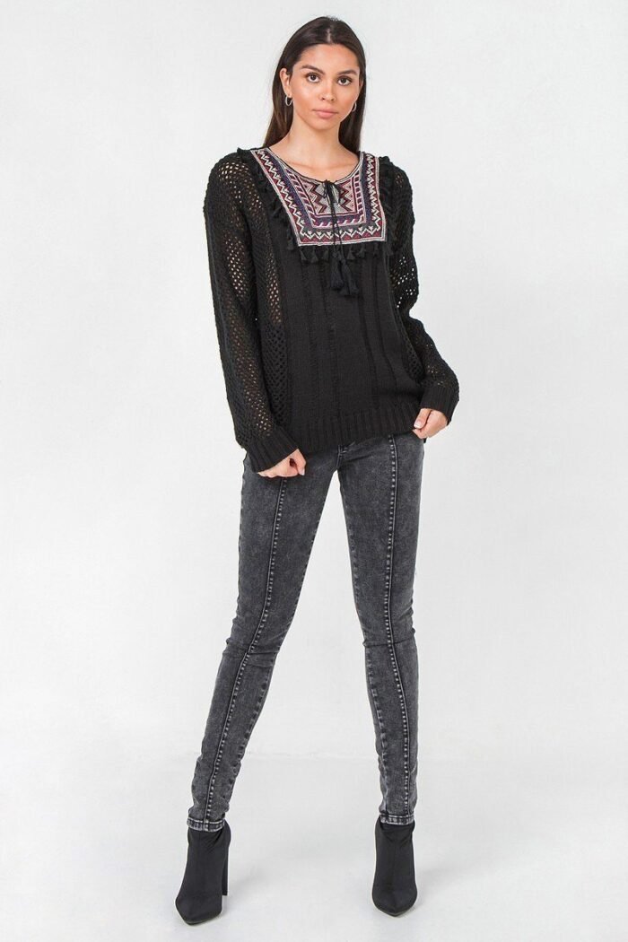 Waffle knit sweater
