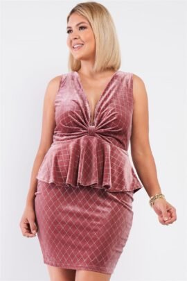 Quilted Glitter Plunging V-Neck Mini Dress – Mauve