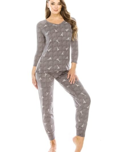 Solid And Animal Print Mixed Knit Turtleneck Top With Long Sleeves