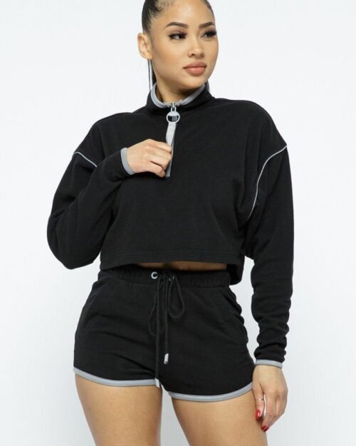 Sporty Crop Top Sporty High-waist Shorts Set