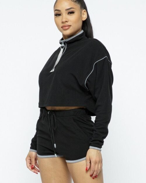sporty crop top sporty high-waist shorts set