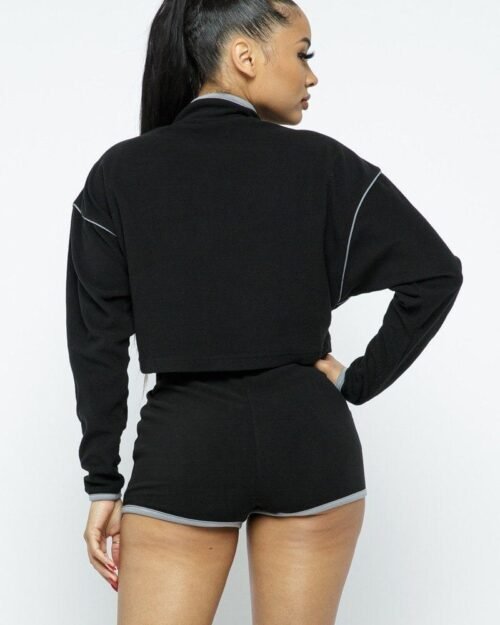 sporty crop top sporty high-waist shorts set