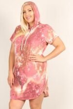 Plus Size Tie-dye Print Relaxed Fit Dress - Image 4