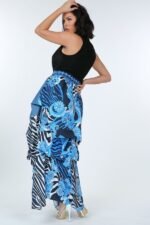Animal Chain Print Denim Tacked Maxi Skirt In Black Gold - Image 3