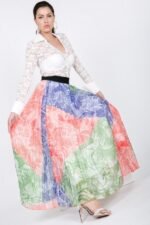 Color Block Pleated Maxi Skirt - Image 2