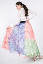 Color Block Pleated Maxi Skirt - Image 4