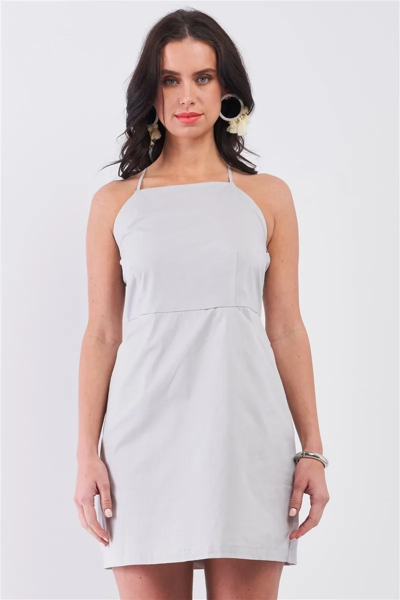 Light Grey Cotton Sleeveless Apron Mini Dress – Criss Cross