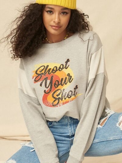 A French Terry Knit Graphic Sweatshirt