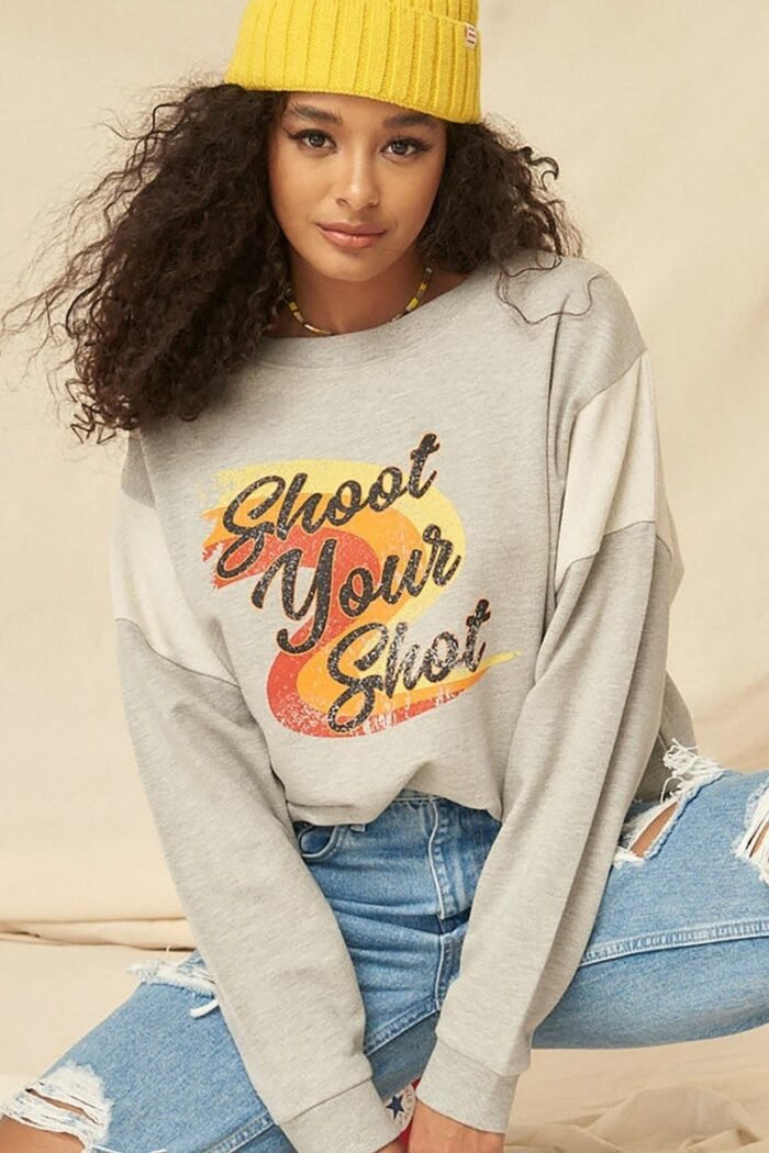 A french terry knit graphic sweatshirt