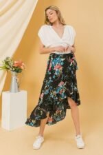 Floral Ruffle Skirt With Trim High Low. - Image 2