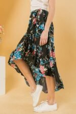 Floral Ruffle Skirt With Trim High Low. - Image 3