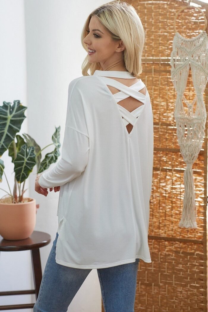 Criss cross open back longsleeve top - image 5