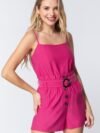 Cami Strp Belted Romper