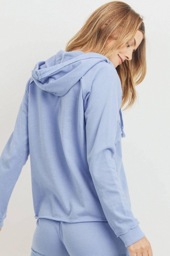 French terry hood with v-neck long sleeve top - image 6