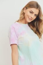 Tie Dyed Round Neck Short Sleeve Tee - Image 4