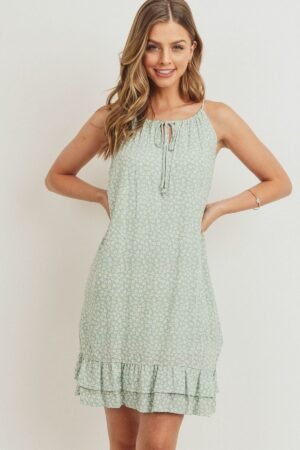 Ruffled Floral Sleeveless Dress ruffled mini dress ruffled dress