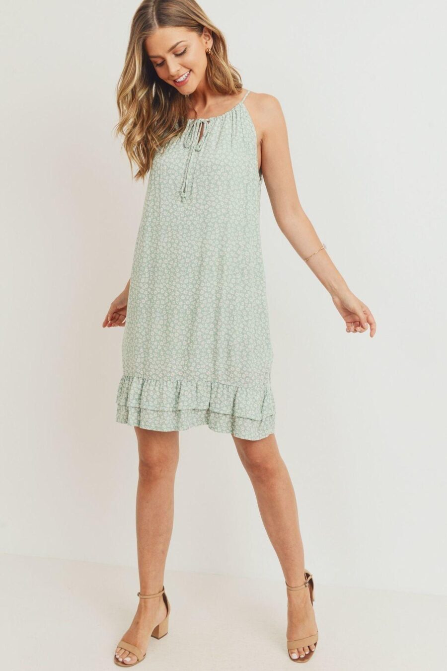 Ruffled floral sleeveless dress