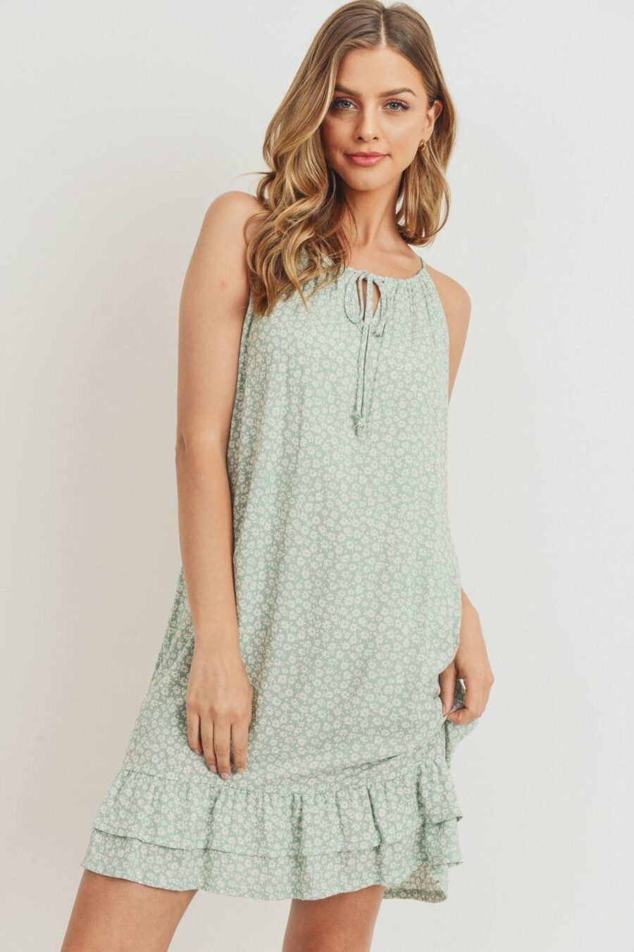 Ruffled floral sleeveless dress