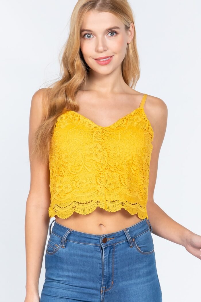 Crochet lace cami woven top - image 1