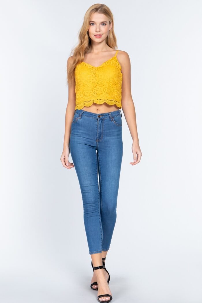 Crochet lace cami woven top - image 2