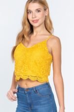 Crochet Lace Cami Woven Top - Image 3