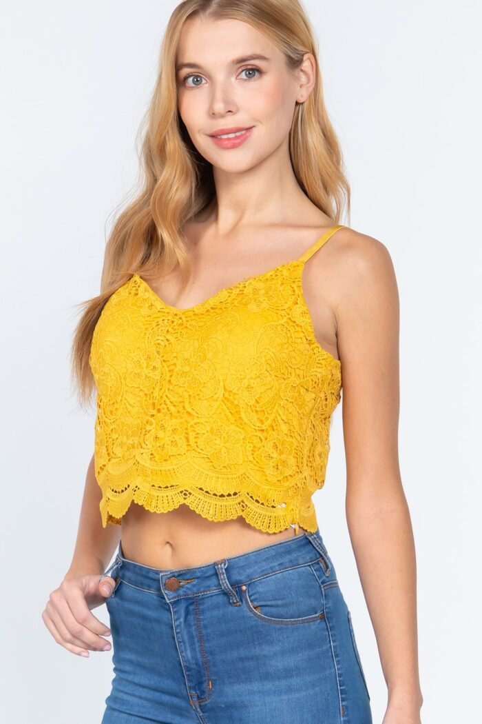 Crochet lace cami woven top - image 3