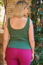 Plus Sleeveless Round Neck With Split Detail Ribbed Top - Image 3