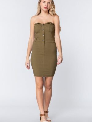 Strapless Button Down Mini Dress Strapless Button Down Mini Dress