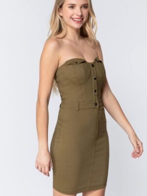 Strapless Button Down Mini Dress Strapless Button Down Mini Dress