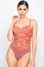 Sheer Bodysuit Lace Floral Padded