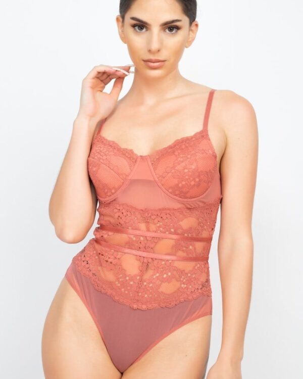 Sheer Bodysuit Lace Floral Padded