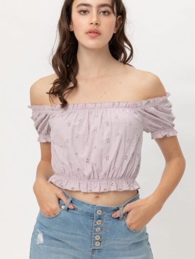 Off Shoulder, Cropped Top Puff Sleeve