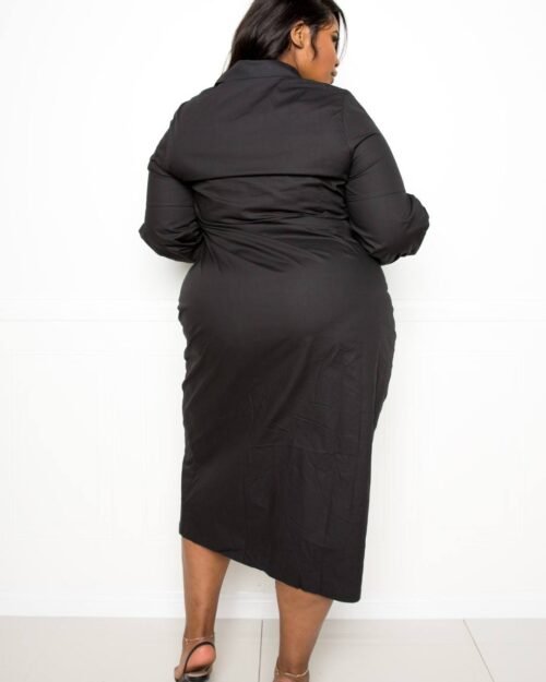 poplin tie bow shirt dress