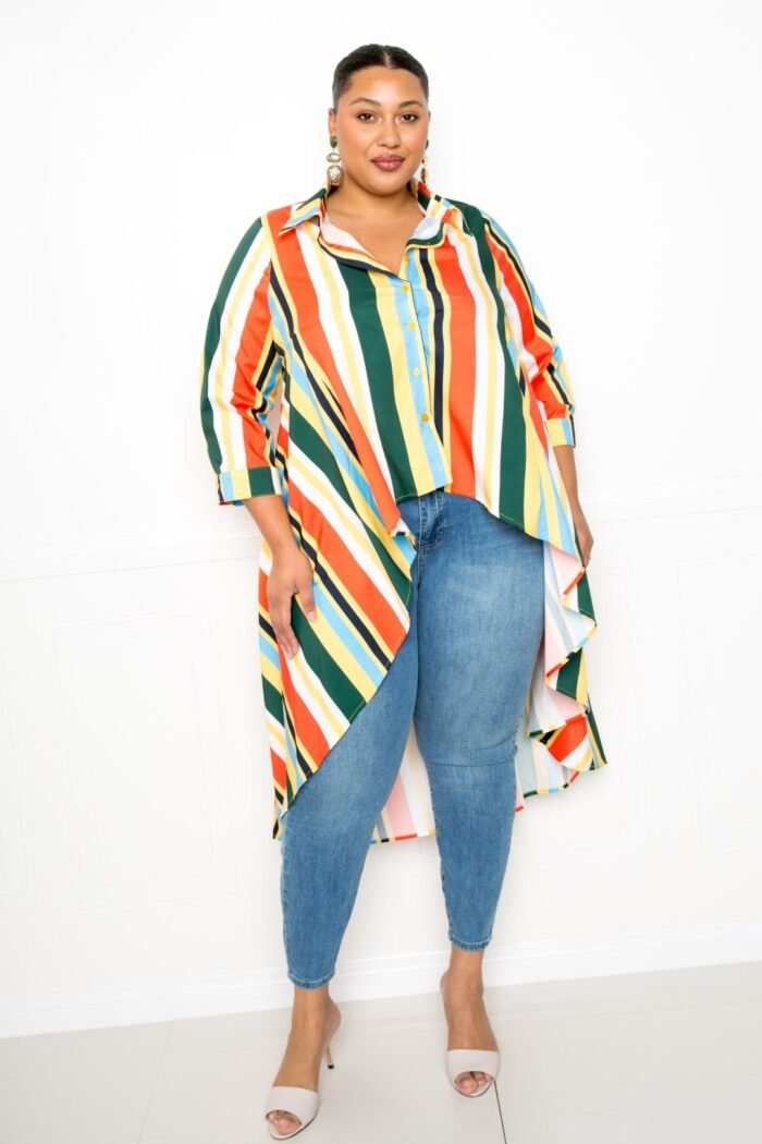 Striped hi low shirt - image 1