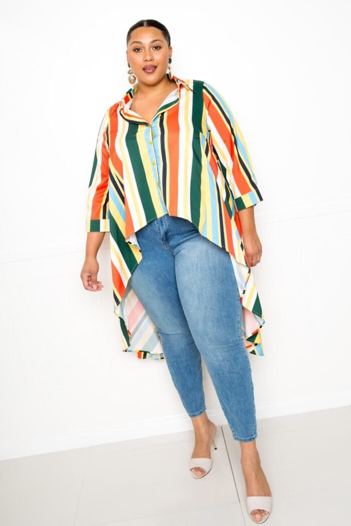 Striped hi low shirt - image 2