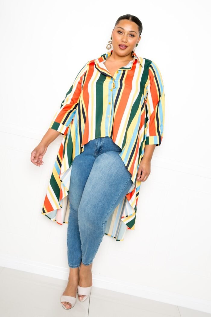Striped hi low shirt - image 3