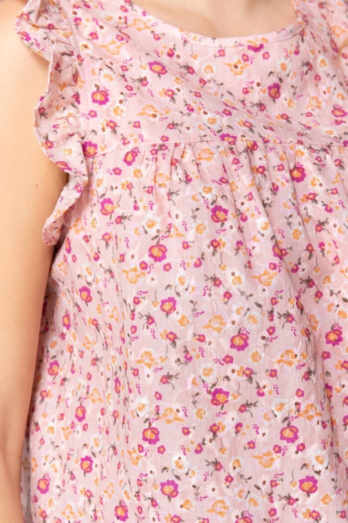 Ruffle Sleeveless Print Woven Top - Image 4