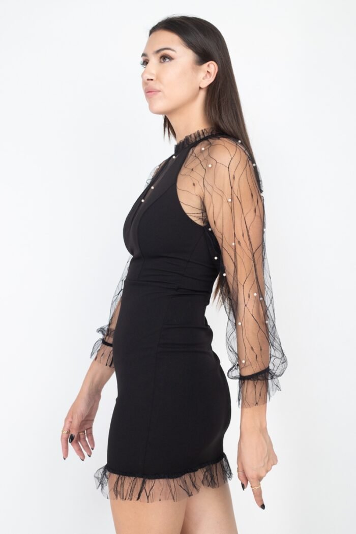 Pearl trim mesh bodycon dress - image 2