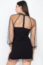 Pearl Trim Mesh Bodycon Dress - Image 4
