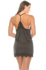 2 Piece Satin Lace Trimmed Slip Set With Matching Thong - Image 4
